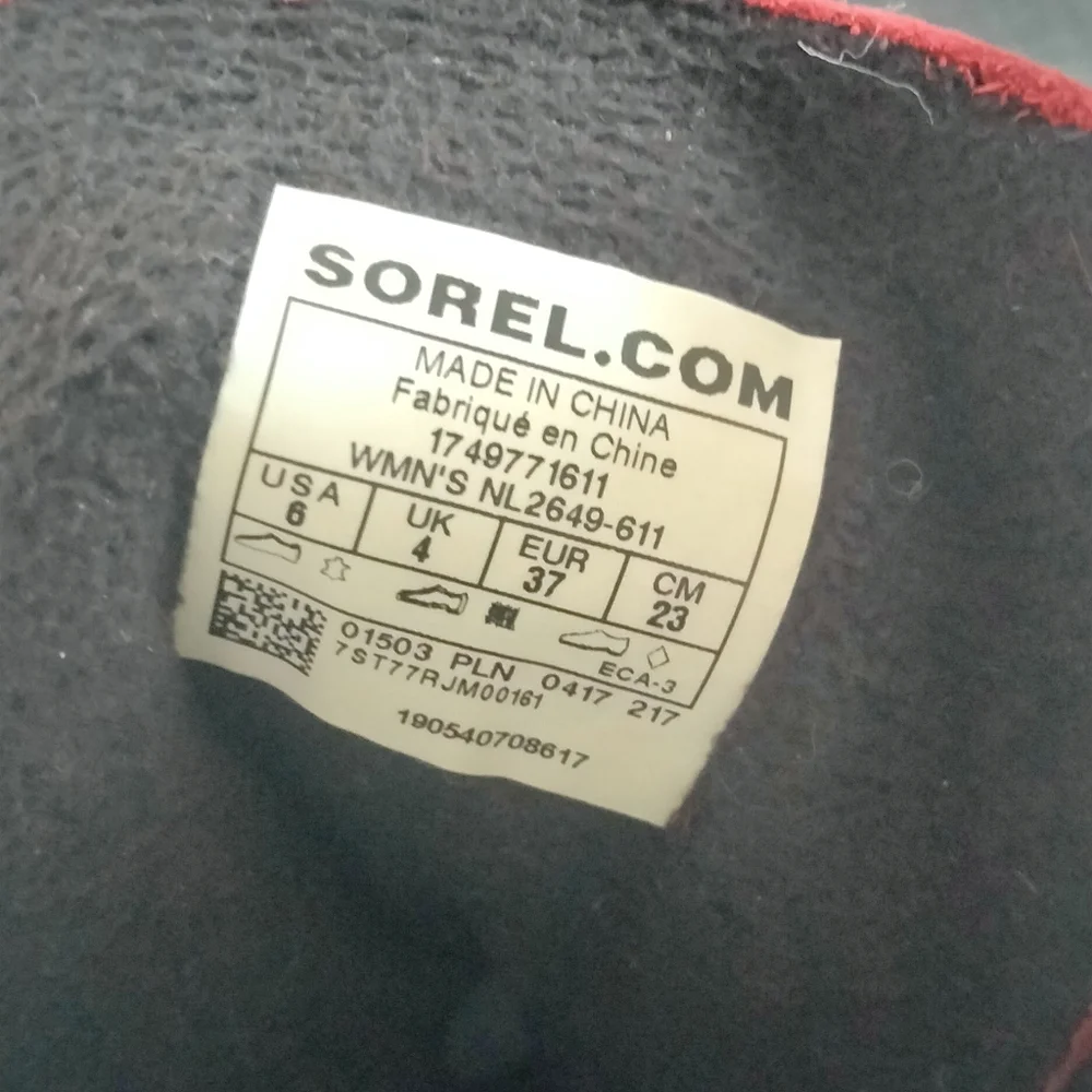 Sorel Pink / Red and Black Winter Boots Water Proof Size 6